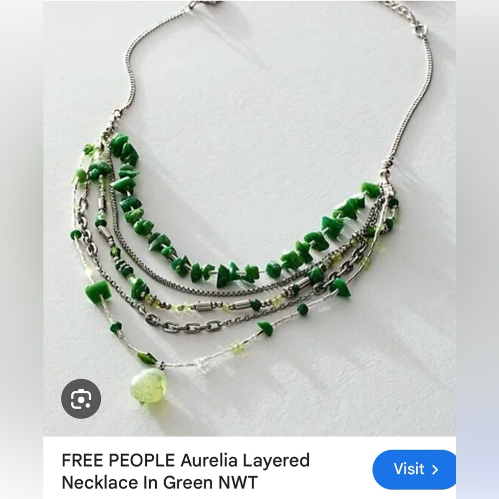 Free People Aurelia Layered Necklace in Jade Green NWT - Picture 3 of 8